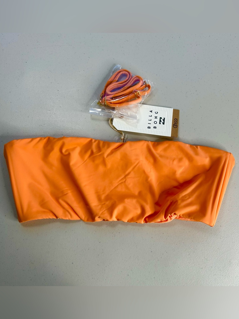 Billabong Bikini Top Bandeau Large Orange Sol Searcher  Swimwear New